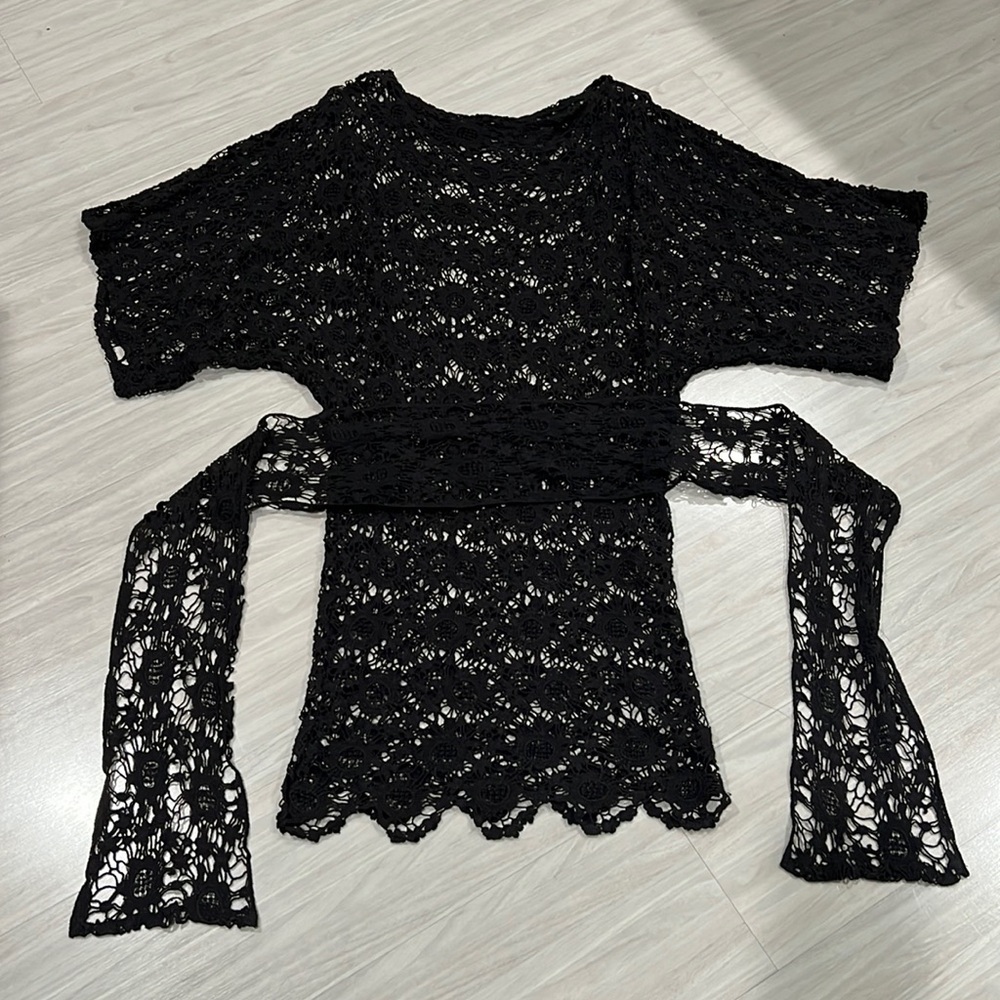Black Lace Beach Cover Up Dress